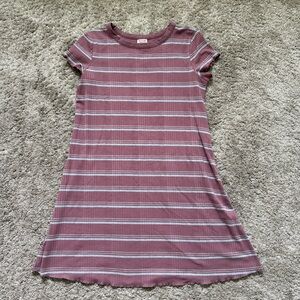 Striped Mauve T-Shirt Dress | Size M